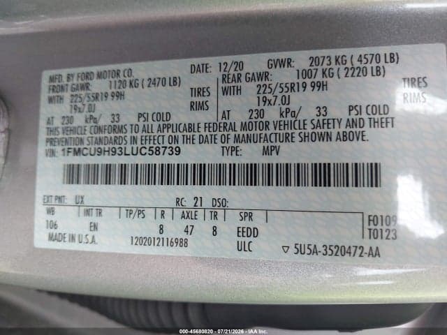 2020 FORD ESCAPE SEL 9