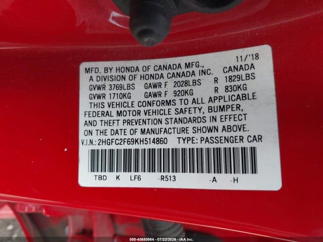 2019 HONDA CIVIC LX 9
