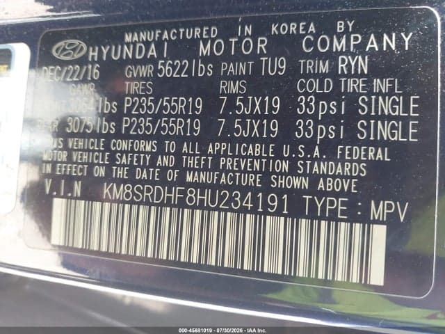 2017 HYUNDAI SANTA FE LIMITED ULTIMATE 9