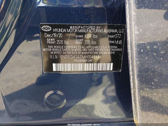 2021 HYUNDAI SONATA SE 9