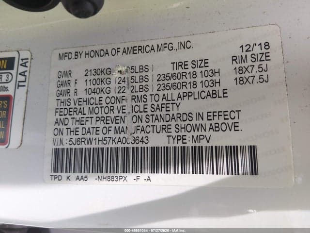 2019 HONDA CR-V EX 9