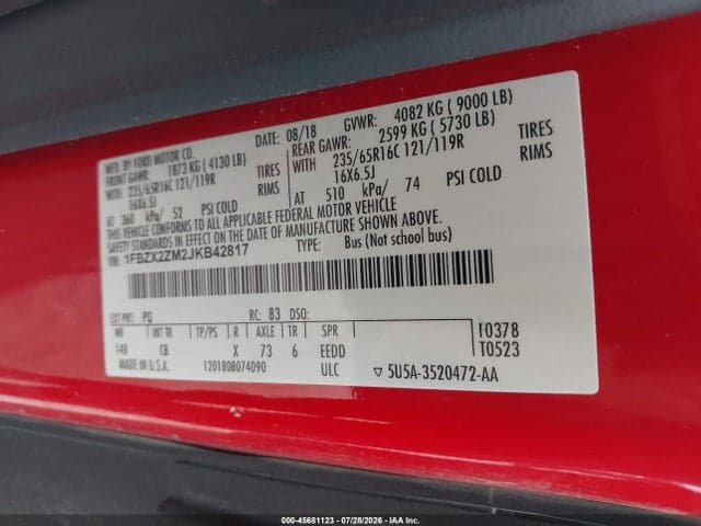 2018 FORD TRANSIT-350 XL 9