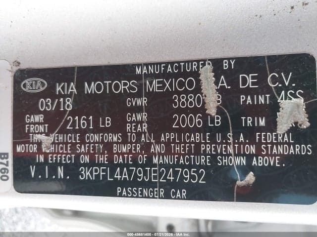 2018 KIA FORTE LX 9
