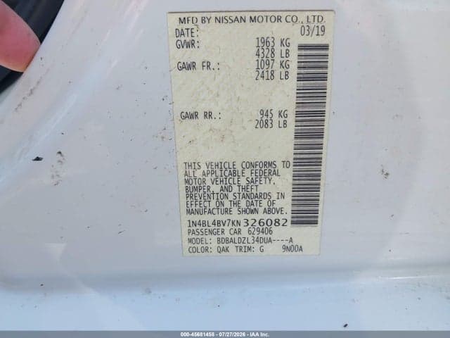 2019 NISSAN ALTIMA 2.5 S 9