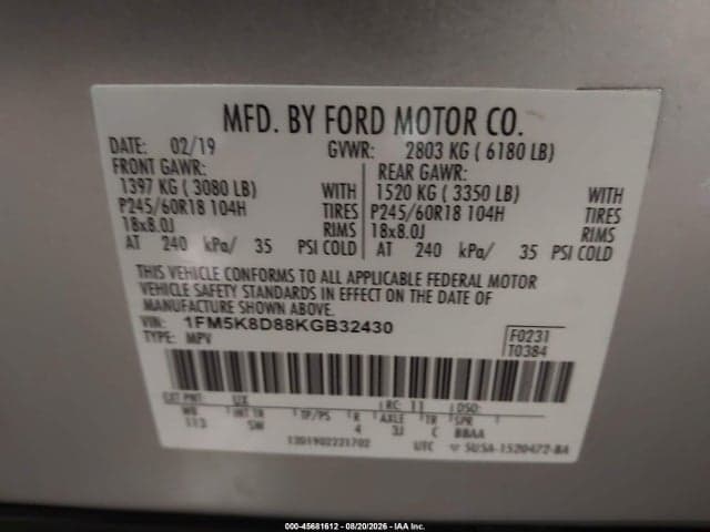 2019 FORD EXPLORER XLT 9