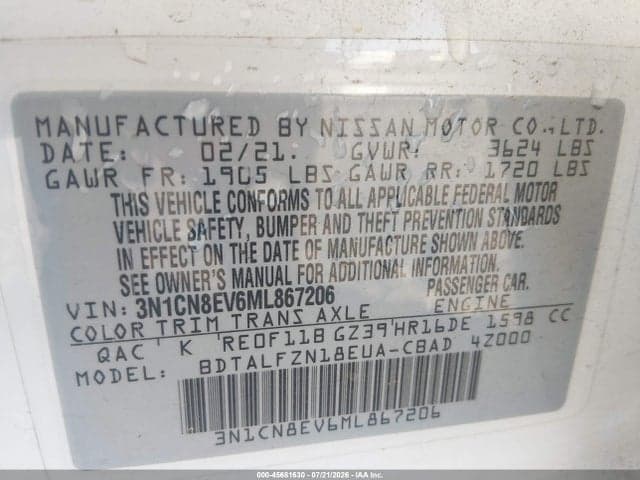2021 NISSAN VERSA SV XTRONIC CVT 9