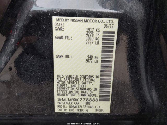 2017 NISSAN ALTIMA 2.5 SL 9