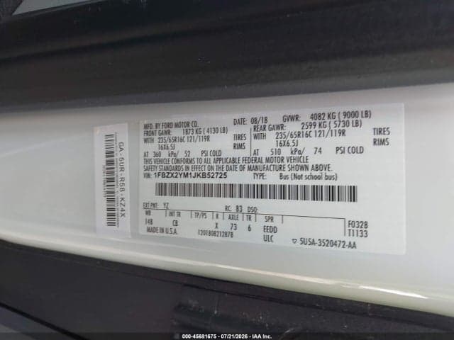 2018 FORD TRANSIT-350 XL 9