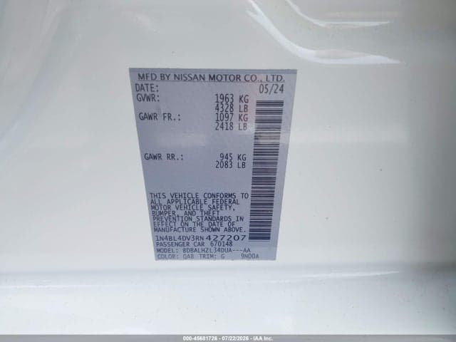 2024 NISSAN ALTIMA SV FWD 9