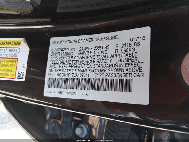 2018 HONDA ACCORD LX 9