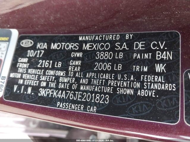 2018 KIA FORTE LX 8