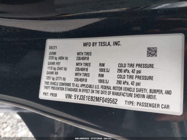 2021 TESLA MODEL 3 LONG RANGE DUAL MOTOR ALL-WHEEL DRIVE 9