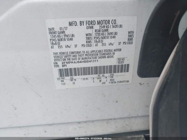 2017 FORD EDGE SEL 9