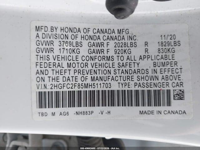 2021 HONDA CIVIC SPORT 9
