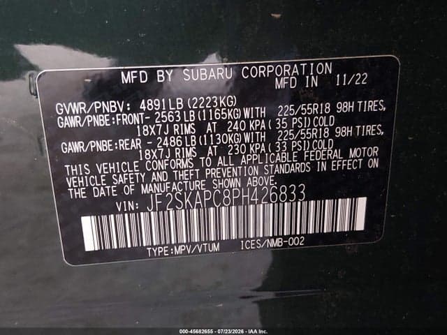 2023 SUBARU FORESTER LIMITED 9