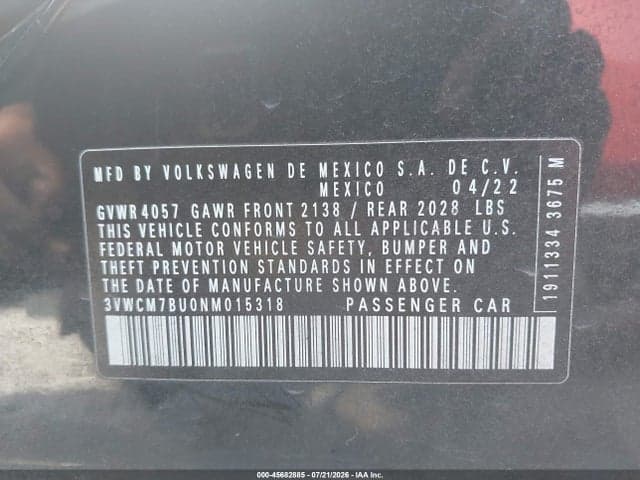 2022 VOLKSWAGEN JETTA 1.5T S 9