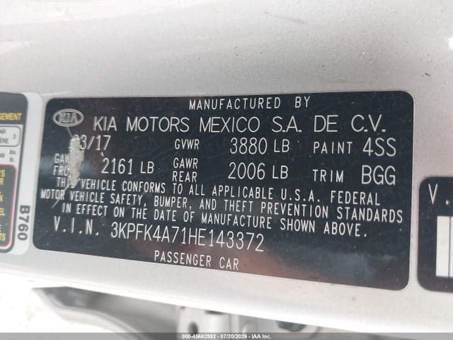 2017 KIA FORTE LX 9
