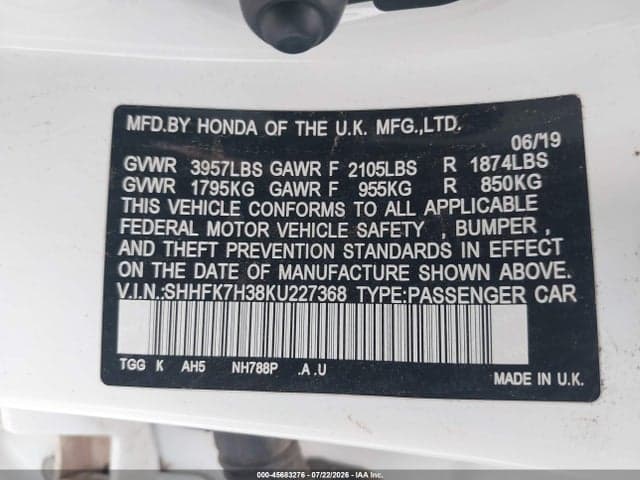 2019 HONDA CIVIC LX 9