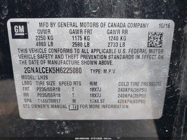 2017 CHEVROLET EQUINOX LT 9