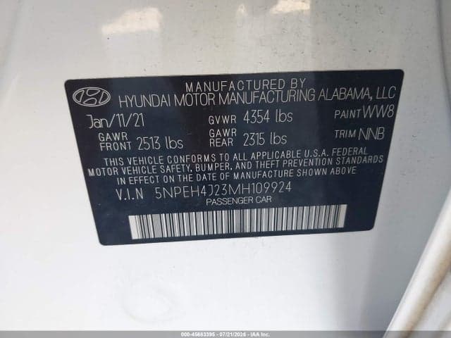 2021 HYUNDAI SONATA LIMITED 9