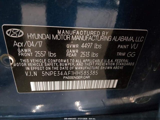 2017 HYUNDAI SONATA SPORT 9