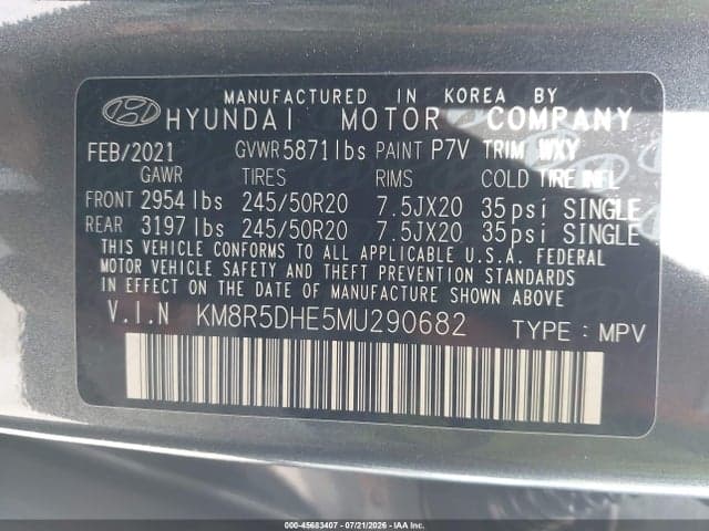 2021 HYUNDAI PALISADE LIMITED 9
