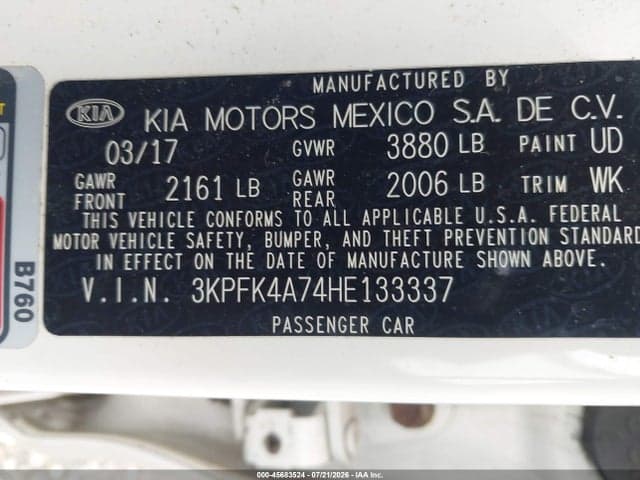 2017 KIA FORTE LX 9