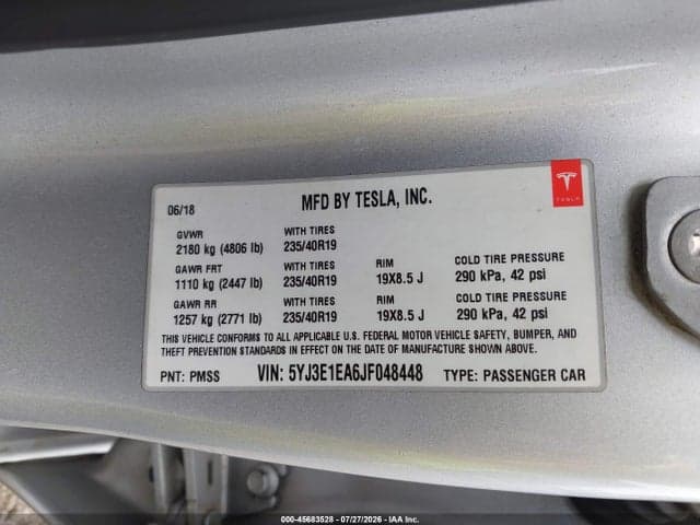 2018 TESLA MODEL 3 LONG RANGE/MID RANGE 9