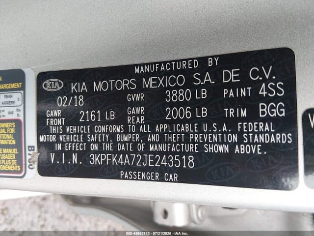 2018 KIA FORTE LX 9
