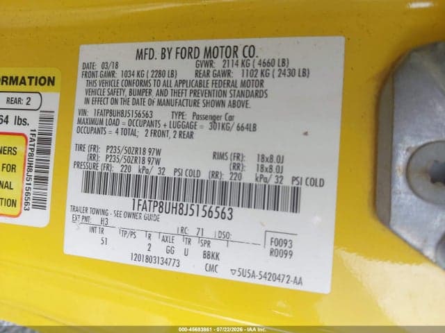 2018 FORD MUSTANG ECOBOOST PREMIUM 9