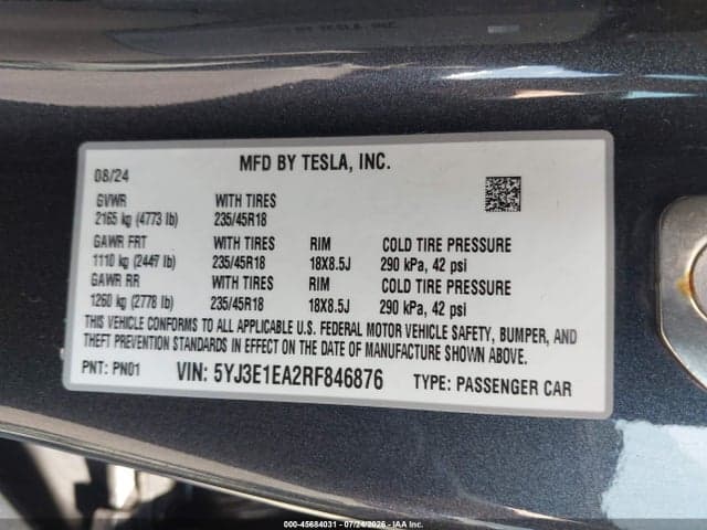 2024 TESLA MODEL 3 LONG RANGE DUAL MOTOR ALL-WHEEL DRIVE/REAR-WHEEL DRIVE 9