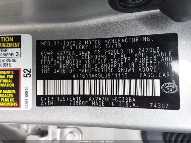 2020 TOYOTA CAMRY SE 9