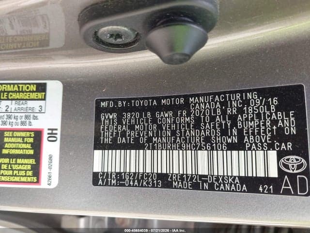 2017 TOYOTA COROLLA SE 9