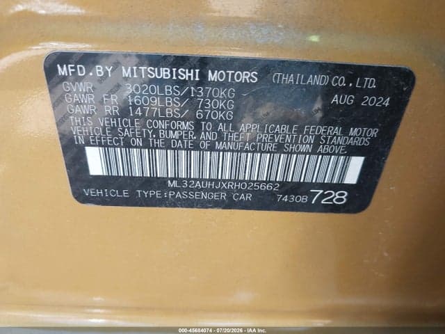 2024 MITSUBISHI MIRAGE ES/LE 9