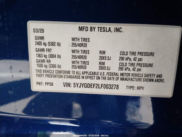 2020 TESLA MODEL Y LONG RANGE DUAL MOTOR ALL-WHEEL DRIVE/PERFORMANCE DUAL MOTOR ALL-WHEEL DRIVE 10