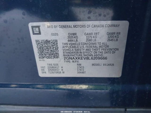 2020 CHEVROLET EQUINOX FWD LT 1.5L TURBO 9