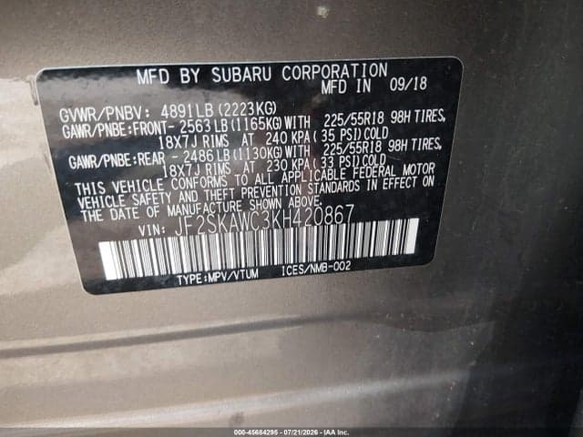 2019 SUBARU FORESTER TOURING 9