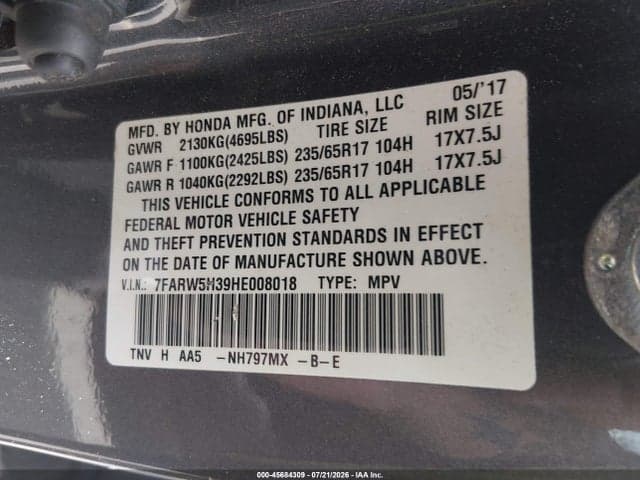 2017 HONDA CR-V LX 9