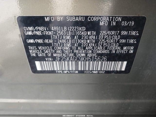 2019 SUBARU FORESTER PREMIUM 9
