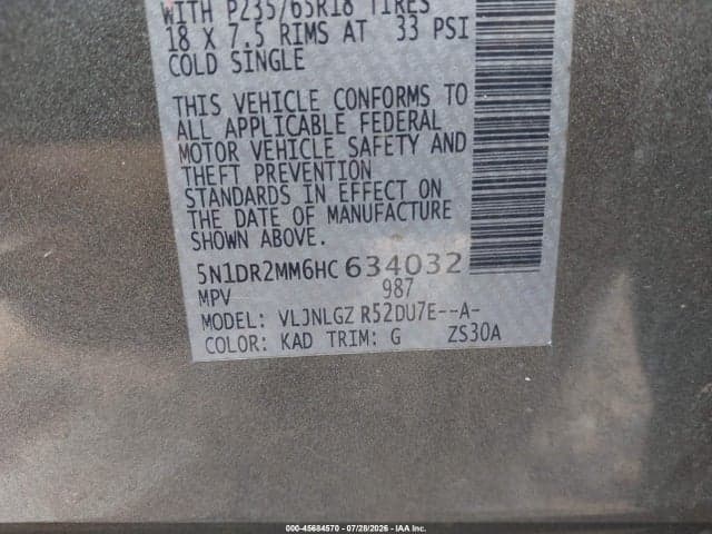 2017 NISSAN PATHFINDER SL 9