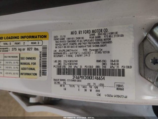 2019 FORD FUSION SEL 9