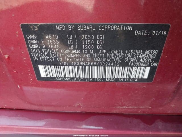 2019 SUBARU LEGACY 2.5I PREMIUM 9