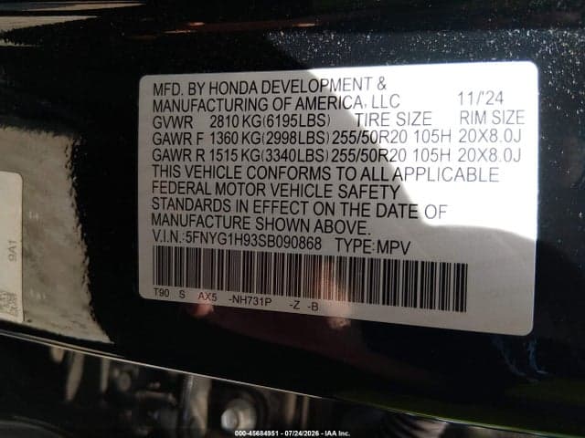 2025 HONDA PILOT BLACK EDITION 9