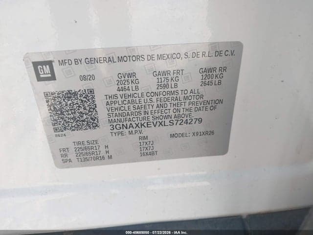 2020 CHEVROLET EQUINOX FWD LT 1.5L TURBO 9