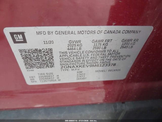 2021 CHEVROLET EQUINOX FWD LT 9