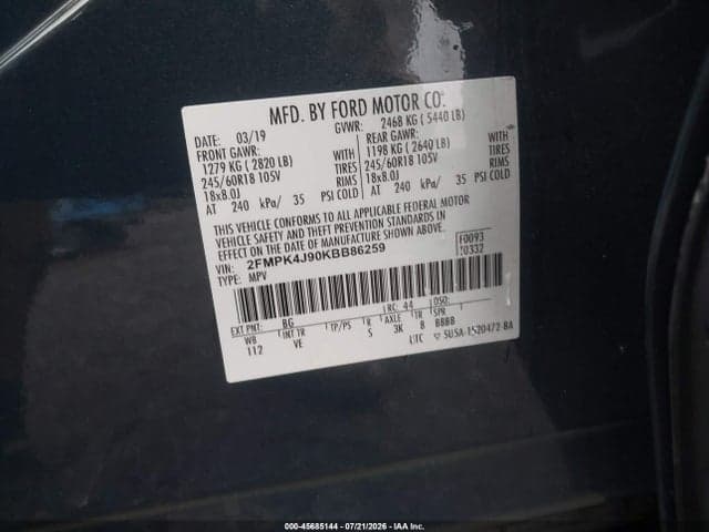 2019 FORD EDGE SEL 9