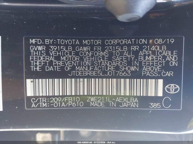2020 TOYOTA COROLLA HYBRID LE 9
