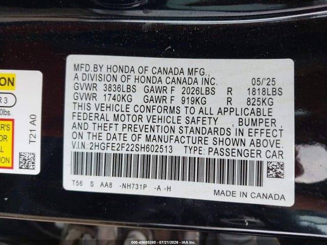2025 HONDA CIVIC LX 9