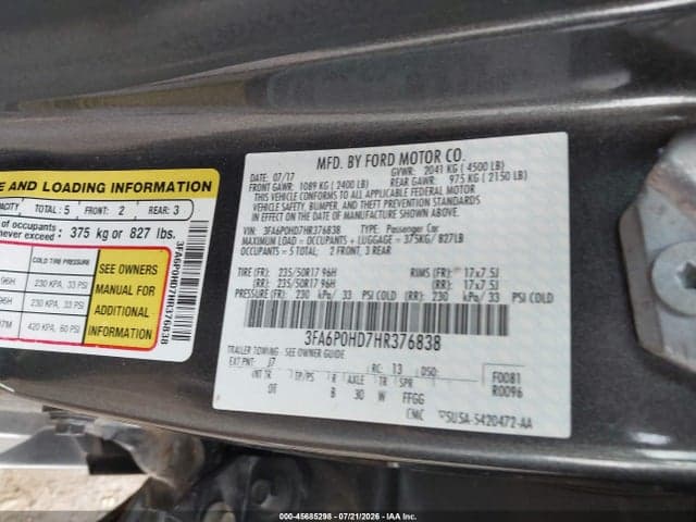 2017 FORD FUSION SE 9