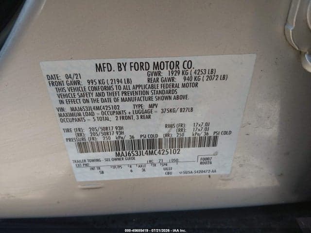 2021 FORD ECOSPORT SES 9